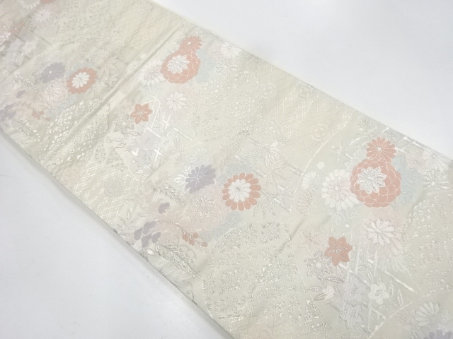 JAPANESE KIMONO / VINTAGE FUKURO OBI / WOVEN FLOWERS